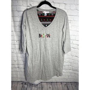 PILLOW TALK LADIES CHRISTMAS THEMED PAJAMA SHIRT WITH JINGLE BELL SZ (XL)   EUC‎